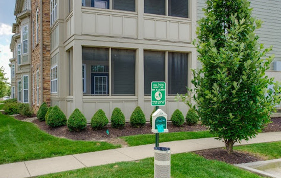 Dog park at Bloomington apartments.